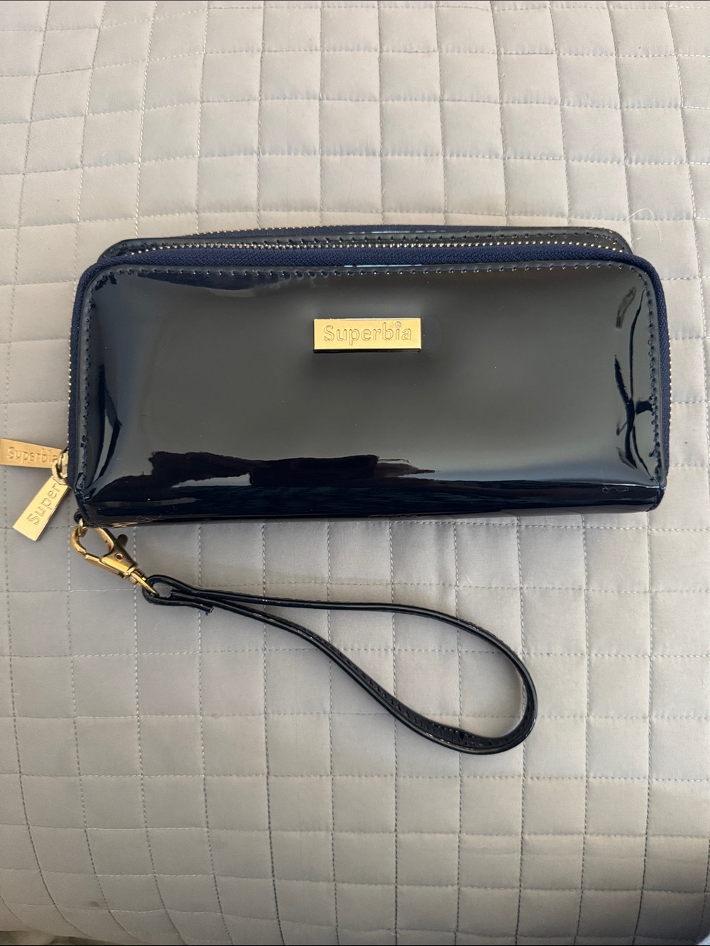 Patent Faux Leather Zip Clutch Wallet NWOT